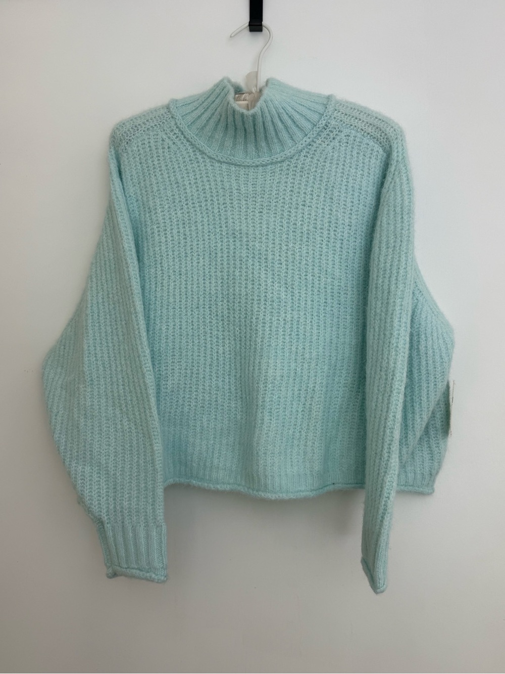 Pilcro Soft Mock Neck Sweater in Light Aqua